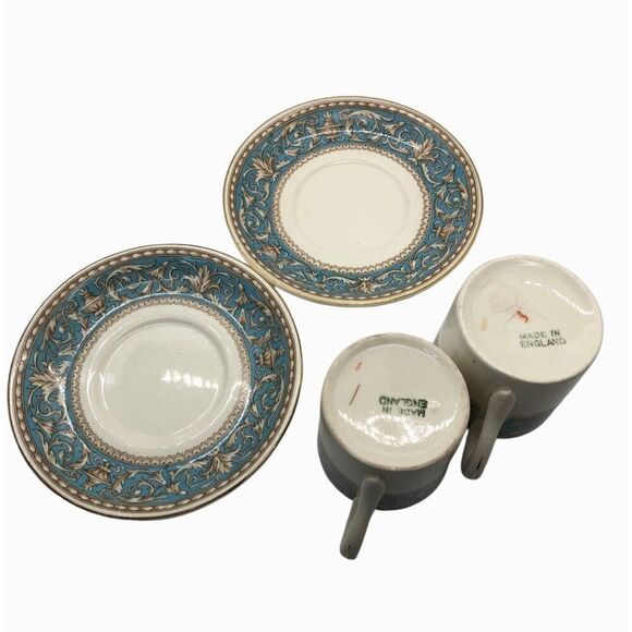 2 VINTAGE CROWN DUCAL WARE DEMI-TASSE TEA CUPS & SAUCERS - ENGLAND "ATLANTA" - Picture 2 of 16